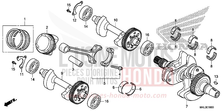 VILEBREQUIN/PISTON de NC750X "Méca" PEARL GLARE WHITE (NHB53) de 2020